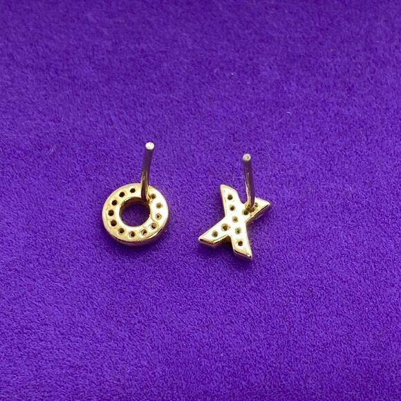 💛 Gold Filled CZ X & O Earrings - Picture 3 of 3